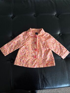 GAP Girls Peach-Pink & Yellow Geometric Button-Up Jacket